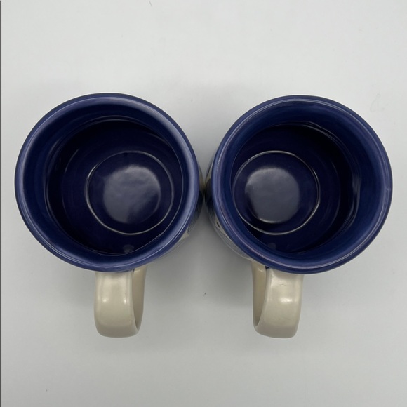 Pfaltzgraff Villa Flora Blue Leaves Stoneware Coffee Tea Cups Mugs (Set of 2) - Picture 5 of 9